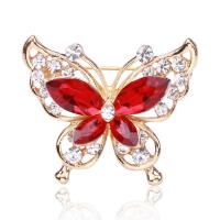 Rhinestone Brooch Zinc Alloy Butterfly gold color plated fashion jewelry & for woman & with rhinestone nickel lead & cadmium free Sold By PC