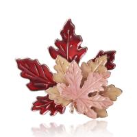 Glazuur broche, Zinc Alloy, Maple Leaf, gold plated, mode sieraden & voor vrouw, rood, nikkel, lood en cadmium vrij, 47x42mm, Verkocht door PC