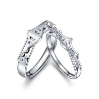 Anelli Coppia Finger, 925 argento sterlina, placcato platino, stili diversi per la scelta & Micro spianare cubic zirconia & per coppia, Venduto da PC