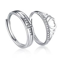 Par fingerringe, 925 Sterling Sølv, platineret, forskellige stilarter for valg & Micro Pave cubic zirconia & for par, 1mm, Solgt af PC