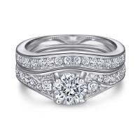 Zircon cubique Micro Pave Sterling Silver Rings, argent sterling 925, Plaqué de platine, 2 pièces & normes différentes pour le choix & pavé de micro zircon & pour femme, 6mm, Taille:5-10, Vendu par fixé