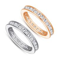 Cubic Zirconia micr3ofono pavimenta anillos de plata esterlina, plata de ley 925, chapado, diverso tamaño para la opción & micro arcilla de zirconia cúbica & para mujer, más colores para la opción, 2x2mm, tamaño:5-10, Vendido por UD