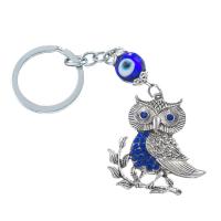 Nyckelring, Zink Alloy, med Lampwork, Owl, Unisex & med strass, blå, 130x45mm, Säljs av PC