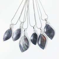 Collier bijoux de pierre gemme, Labradorite, avec alliage de zinc, pepite, envoyé au hasard & unisexe & chaîne serpent, gris, 15*25-25*35mm, Longueur Environ 19.68 pouce, Vendu par PC