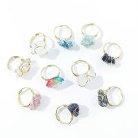 Anillos de Gemas, Piedras preciosas, con metal, Irregular, chapado en color dorado, Ajustable & diferentes materiales para la opción & unisexo, más colores para la opción, Vendido por UD