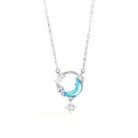 Zircon cubique Micro Pave collier en argent Sterling, argent sterling 925, avec 1.96 inch chaînes de rallonge, pavé de micro zircon & pour femme & creux, argent, 12x17.80mm, Longueur Environ 15.74 pouce, Vendu par PC