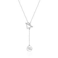 Colares de esterlina de prata, 925 prata esterlina, with 1.57 inch extender chain, com padrão de carta & para mulher, prateado, comprimento Aprox 15.55 inchaltura, vendido por PC