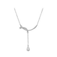 Kubieke Zircon Micro effenen Sterling zilveren ketting, 925 Sterling Zilver, met 1.77 inch extender keten, micro pave zirconia & voor vrouw, zilver, Lengte Ca 15.55 inch, Verkocht door PC