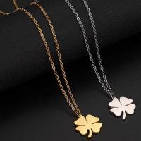 Nerezová ocel šperky náhrdelník, 304 Stainless Steel, s 1.97inch extender řetězce, Four Leaf Clover, módní šperky & unisex, více barev na výběr, 14.90x17.30mm, Prodáno za Cca 17.72 inch Strand