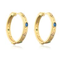 Cubic Zirconia Micro Pave Brass Earring gold color plated micro pave cubic zirconia & for woman Sold By Pair