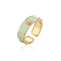 Brass Finger Ring gold color plated Adjustable & for woman & enamel Sold By PC