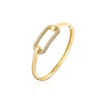 Kubieke Circonia Micro Pave Brass Ring, Messing, gold plated, verschillende stijlen voor de keuze & micro pave zirconia & voor vrouw, 60mm, Verkocht door PC