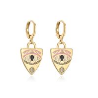 Huggie Hoop Drop Earring Brass gold color plated micro pave cubic zirconia & for woman & enamel Sold By Pair