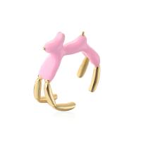 Brass Finger Ring gold color plated Adjustable & for woman & enamel Sold By PC