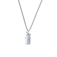 Sterling Zilveren halskettingen, 925 sterling zilver, met witte Chalcedoon, silver plated, 25x10mm, Verkocht door PC