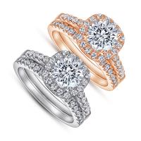 Zircon cubique Micro Pave Sterling Silver Rings, argent sterling 925, Placage, 2 pièces & normes différentes pour le choix & pavé de micro zircon & pour femme, plus de couleurs à choisir, 7mm, Taille:4-10, Vendu par fixé