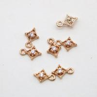 Kubik Zirkonium mikro bana Mässing hängande, Rhombus, KC guldfärg pläterade, micro bana cubic zirconia & ihålig, fler färger för val, 6mm, Säljs av PC