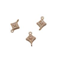 Cubic Zirconia Micro Pave Latão Connector, cobre, Rhombus, Banhado a cor de ouro de KC, micro pavimento em zircônia cúbica & laço de 1/1, 12.70x8mm, vendido por PC