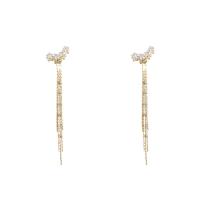 Ciúbach Zirconia Micrimhilseogra réiteodh Earring Prás, óir fíor plated, jewelry faisin & micrea réiteach zirconia ciúbach & do bhean, órga, 85x5mm, Díolta De réir Péire