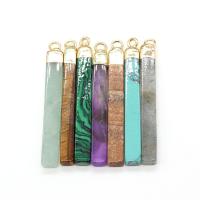 Gemstone Pendants Jewelry with Brass Rectangle gold color plated DIY Sold By PC