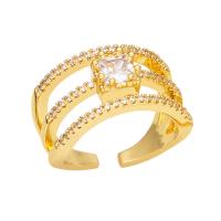 Cúbicos Circonia Micro Pave anillo de latón, metal, chapado en color dorado, diferentes estilos para la opción & micro arcilla de zirconia cúbica & para mujer, dorado, libre de níquel, plomo & cadmio, 12mm, Vendido por UD