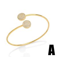 Messing Manchet Bangle, gold plated, verschillende stijlen voor de keuze & micro pave zirconia & voor vrouw, gouden, nikkel, lood en cadmium vrij, 65x15mm, Verkocht door PC