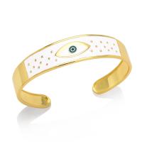 Messing Manchet Bangle, Boze oog, gold plated, voor vrouw & glazuur, meer kleuren voor de keuze, nikkel, lood en cadmium vrij, 67x16mm, Verkocht door PC