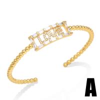 Messing Manchet Bangle, gold plated, verschillende stijlen voor de keuze & micro pave zirconia & voor vrouw, gouden, nikkel, lood en cadmium vrij, 66x10mm, Verkocht door PC