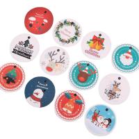 papier étiquette Tag, Rond, Impression, Conception de Noël & modèles différents pour le choix, 35mm, 100PC/sac, Vendu par sac