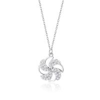 Cubic Zircon Micro bane Sterling sølv halskæde, 925 Sterling Sølv, Pinwheel, forgyldt, Micro Pave cubic zirconia & for kvinde, flere farver til valg, 450mm, Solgt af PC