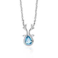 Zircon cubique Micro Pave collier en argent Sterling, Argent sterling 925, Plaqué de platine, pavé de micro zircon & pour femme, bleu, 460mm, Vendu par PC