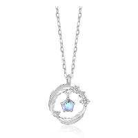 Zircon cubique Micro Pave collier en argent Sterling, Argent sterling 925, Plaqué de platine, bijoux de mode & pavé de micro zircon & pour femme, 16.90x14.70mm, Longueur Environ 17.7 pouce, Vendu par PC