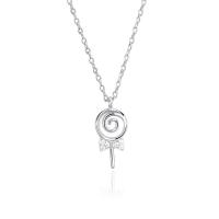 Zircon cubique Micro Pave collier en argent Sterling, Argent sterling 925, avec coquille, Sucette, Placage, bijoux de mode & pavé de micro zircon & pour femme, plus de couleurs à choisir, 13.70x7mm, Longueur Environ 17.7 pouce, Vendu par PC