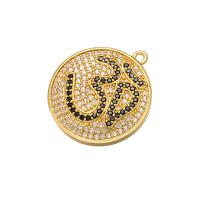 Cubic Zirconia Micro Pave Brass Pendant Flat Round plated micro pave cubic zirconia Sold By PC