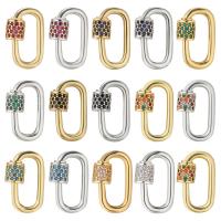 ottone Fanculo Carabiner Lock Charms, placcato, Micro spianare cubic zirconia, nessuno, 18.60x12x1.80mm, Venduto da PC