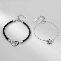 925 Sterling Silver Couple Bracelet platinum color plated & enamel Sold By PC