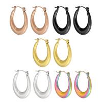 Mens acier inoxydable Hoop boucles d'oreilles, Acier inoxydable 304, bijoux de mode & pour femme, plus de couleurs à choisir, 4x26mm, Vendu par paire