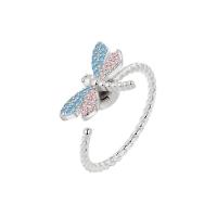 Kubieke Circonia Micro Pave Brass Ring, Messing, Dragonfly, plated, micro pave zirconia & voor vrouw, meer kleuren voor de keuze, nikkel, lood en cadmium vrij, 12mm, Maat:10.5, Verkocht door PC