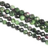 Ruby i Zoisite Bead, Rund, polerad, DIY & olika storlek för val & fasetterad, blandade färger, Såld Per Ca 14.96 inch Strand