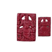 Cinnabar Pendants Guan Gong polished DIY red Sold By PC