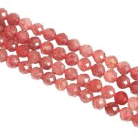 Morango Quartz grânulos, miçangas, Roda, polido, DIY & tamanho diferente para a escolha & facetada, vermelho, vendido para Aprox 14.96 inchaltura Strand