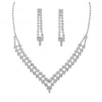 Strass-Schmuck-Sets, Messing, silberfarben plattiert, Modeschmuck & verschiedene Stile für Wahl & für Frau & mit Strass, Silberfarbe, frei von Nickel, Blei & Kadmium, verkauft von setzen