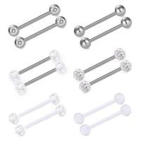 Anneau de langue en acier inoxydable, acier inoxydable 316L, Placage, unisexe & styles différents pour le choix & avec strass, 1.6x16mm, 6mm, Vendu par fixé