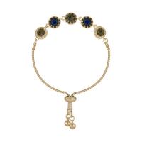 Zinklegering armbandkettingen, Zinc Alloy, Bloem, gold plated, verstelbaar & voor vrouw & met strass, meer kleuren voor de keuze, nikkel, lood en cadmium vrij, Lengte Ca 6-9 inch, Verkocht door PC