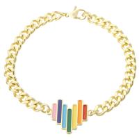 Bracciali ottone, placcato color oro, per la donna & smalto, multi-colore, Lunghezza Appross. 7.3 pollice, Venduto da PC