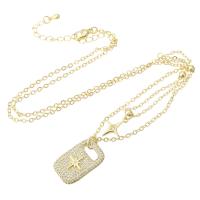 Kubieke Zirkoon Micro Pave Brass Ketting, Messing, gold plated, micro pave zirconia & voor vrouw, Lengte Ca 19.7 inch, Verkocht door PC