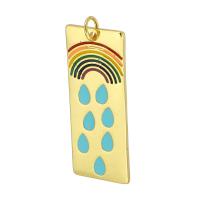 Bijoux pendentifs en laiton, rectangle, Placage de couleur d'or, bijoux de mode & DIY & émail, multicolore, 13x33x2mm, Trou:Environ 4mm, 10PC/lot, Vendu par lot