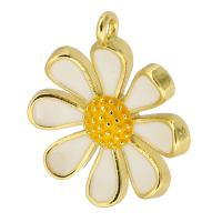 Colgantes de la joyería de cobre amarillo, metal, Flor, chapado en color dorado, Bricolaje & esmalte, dos diferentes colores, 20x23x4mm, agujero:aproximado 2mm, 10PCs/Grupo, Vendido por Grupo