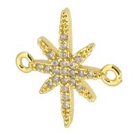 Kubni cirkonij Micro Pave Brass priključak, Mesing, zlatna boja pozlaćen, modni nakit & možete DIY & micro utrti kubni cirkonij, zlatan, 17x18x2mm, Rupa:Približno 2mm, 10računala/Lot, Prodano By Lot