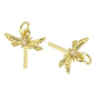 Kubni cirkonij Micro Pave Brass Privjesak, Mesing, Dragonfly, zlatna boja pozlaćen, modni nakit & možete DIY & micro utrti kubni cirkonij, zlatan, 14x13x3mm, Rupa:Približno 3mm, 10računala/Lot, Prodano By Lot